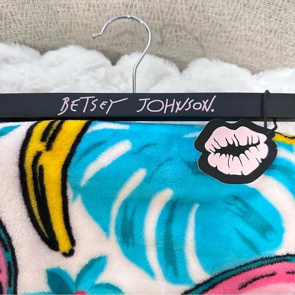 Betsey Johnson Bright Summer Fruits Cream Plush Throw Blanket